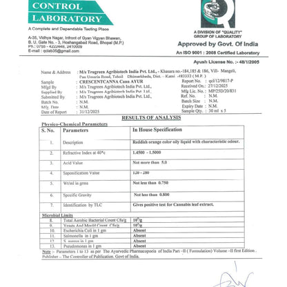 Cann Ayur 10ml – Pure CBD Oil Drops crescentcanna-india