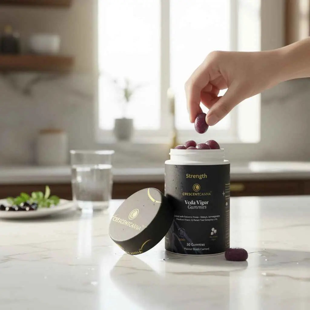 VedaVigor (Male Vitality Gummies – Black Currant Flavor) crescentcanna-india