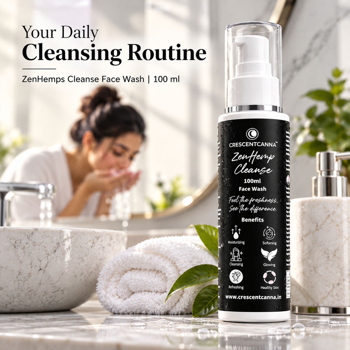 Daily cleansing routine with ZenHerb Cleanse herbal face wash