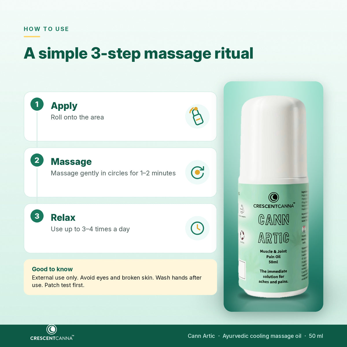 How to use Cann Artic roll-on - roll onto the area, massage gently, relax