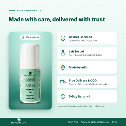 Cann Artic roll-on - AYUSH licensed, every batch third-party lab tested, made in India, free delivery and COD