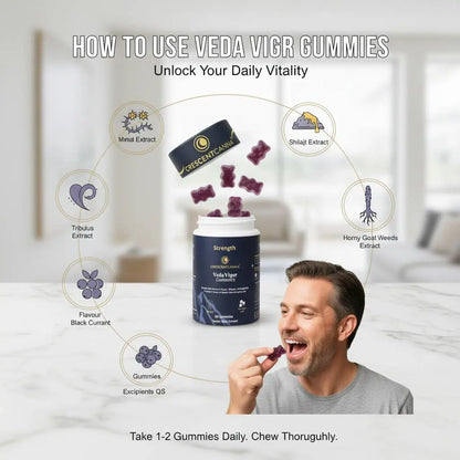 VedaVigor (Male Vitality Gummies – Black Currant Flavor) crescentcanna-india