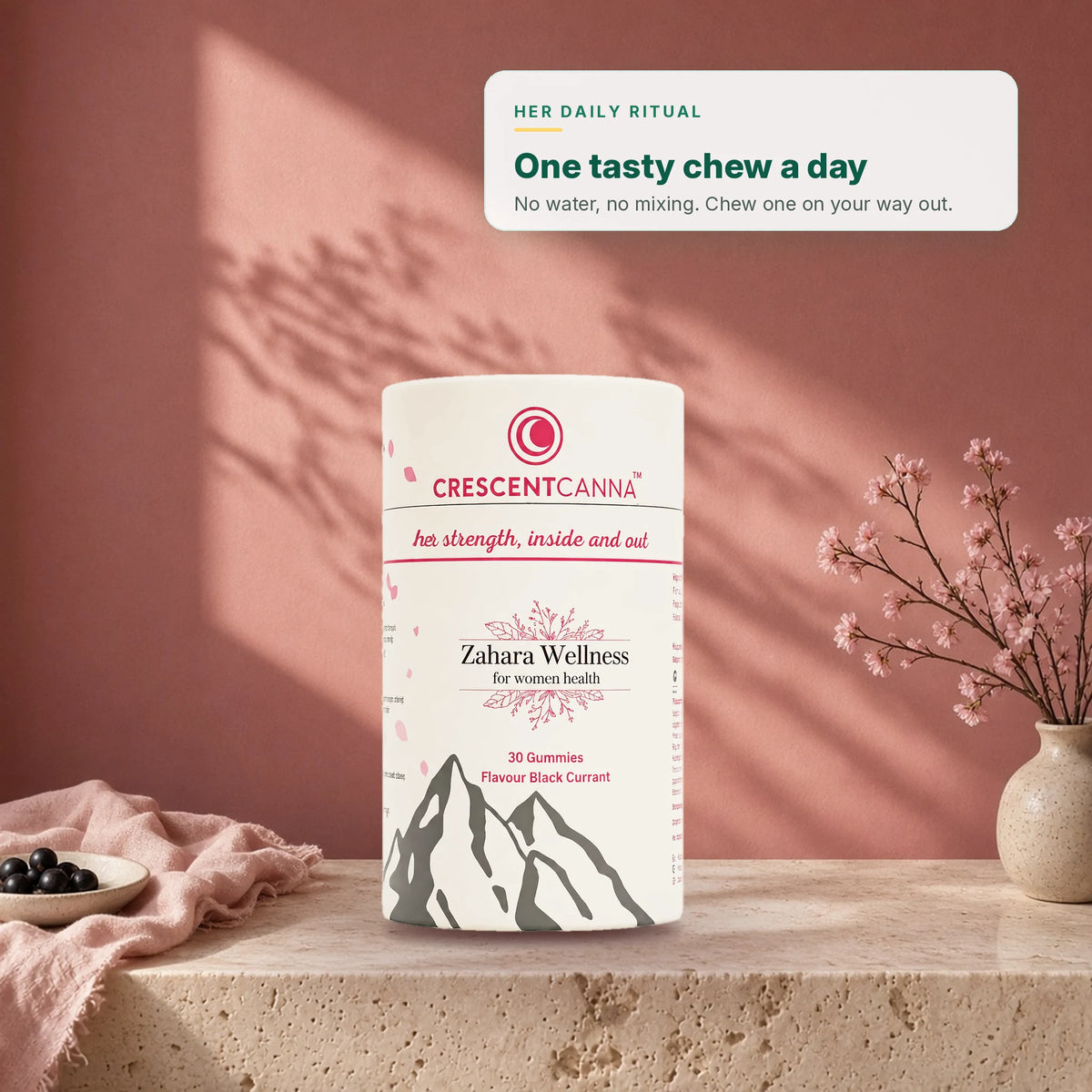 Zahara Wellness gummies - her daily ritual, one tasty chew a day