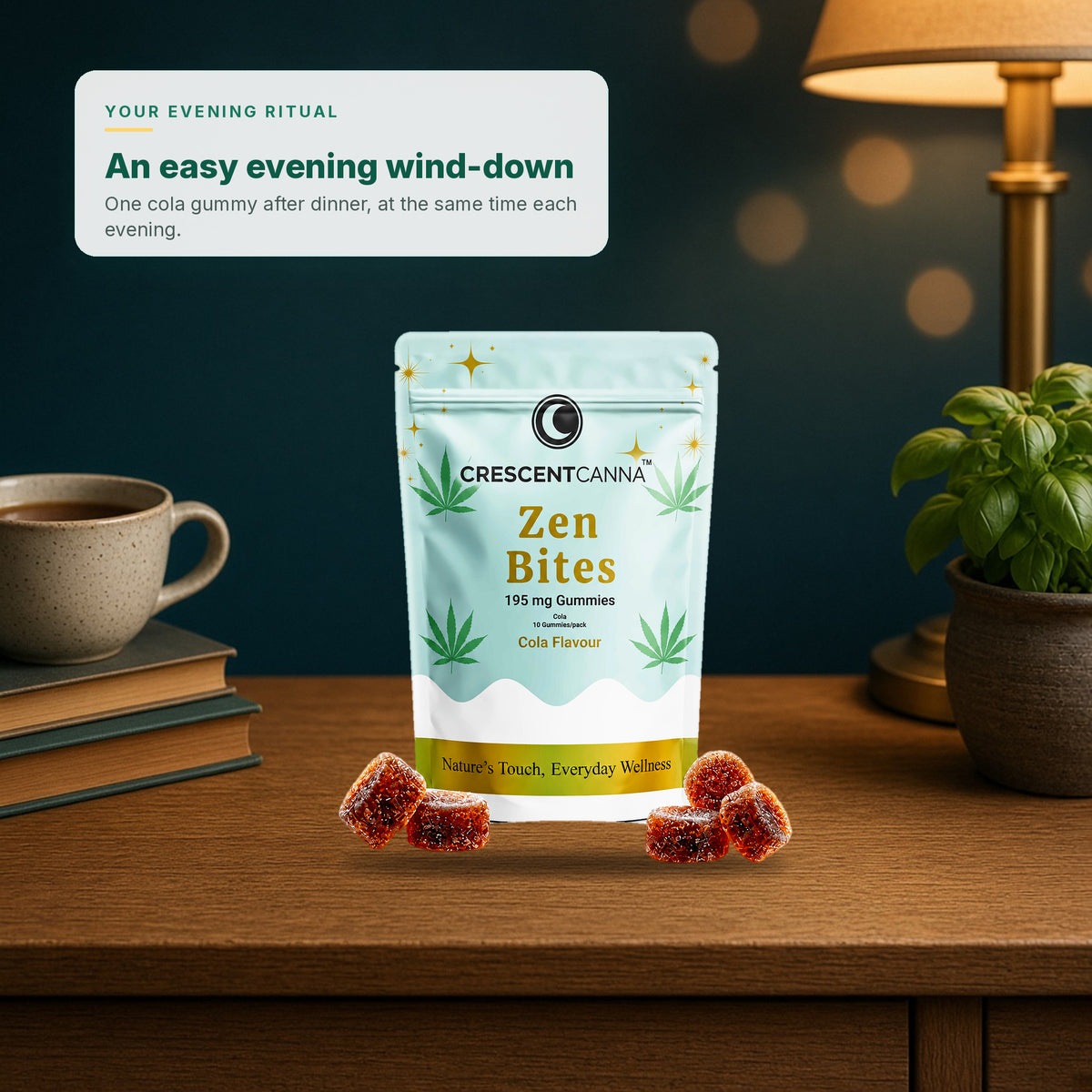 ZenBites 195mg cola gummies - an easy evening wind-down ritual