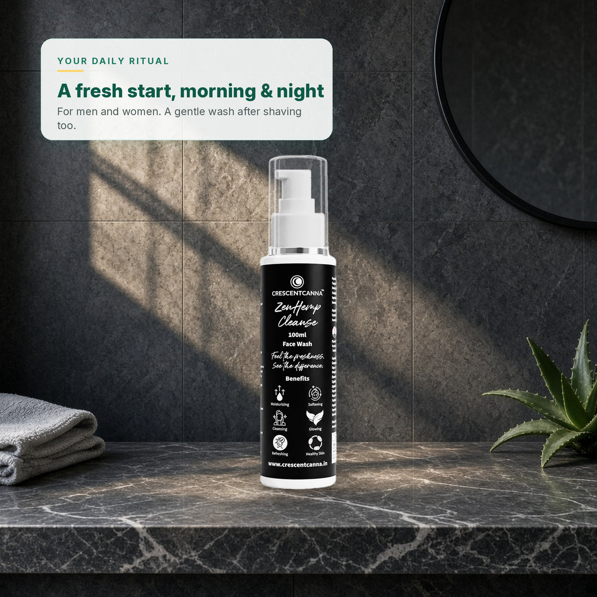 ZenHemp Cleanse pump face wash - a fresh start, morning and night, for men and women