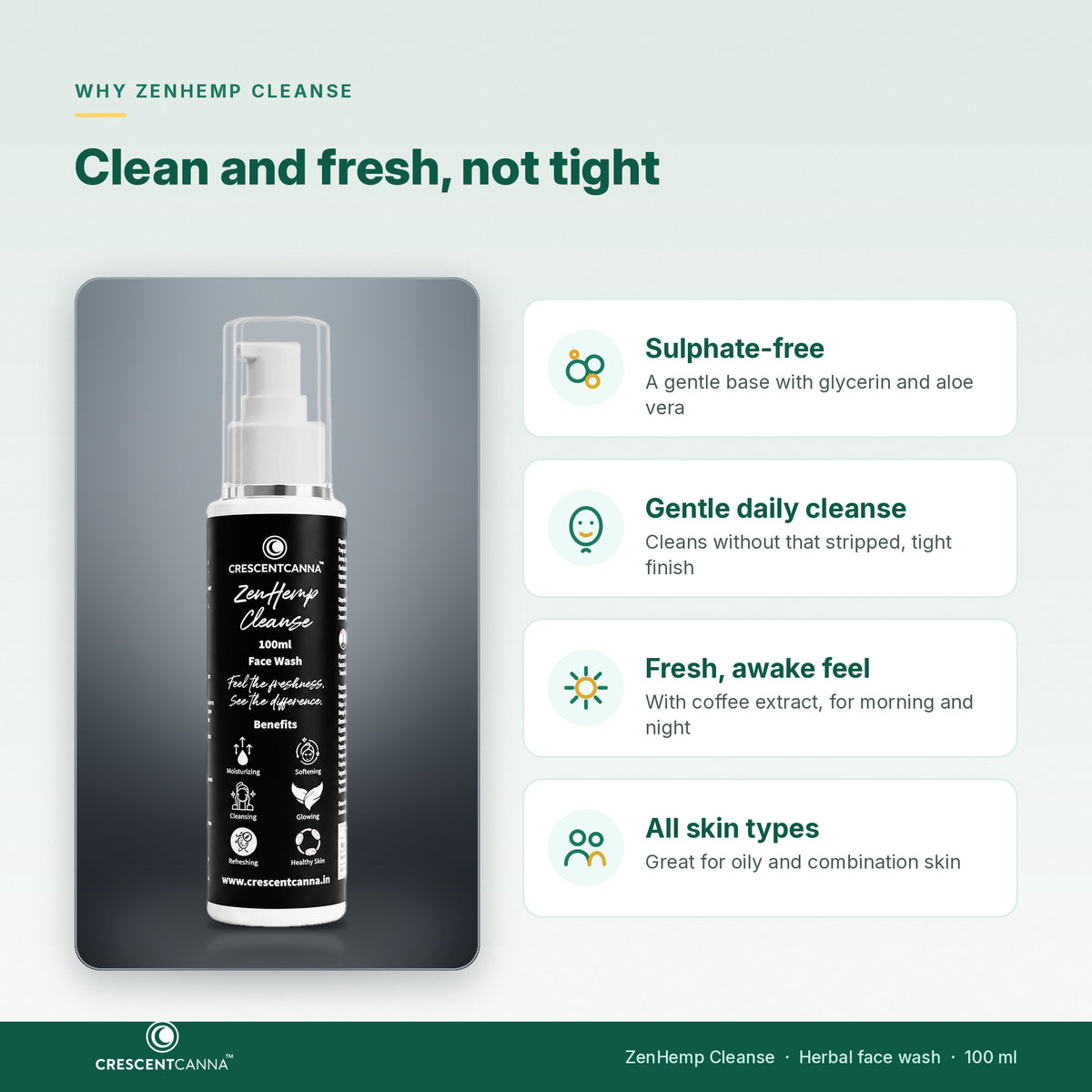 Why ZenHemp Cleanse - sulphate-free, gentle daily cleanse, fresh feel, for all skin types