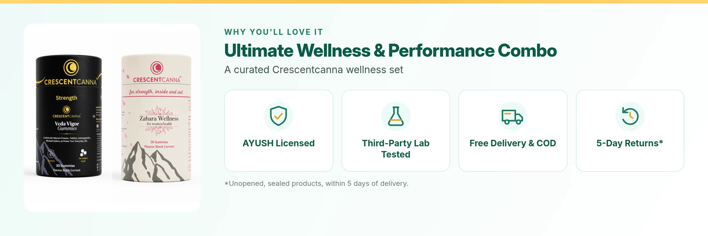 Ultimate Wellness & Performance Combo: AYUSH licensed, third-party lab tested, free delivery and COD, 5-day returns on unopened packs